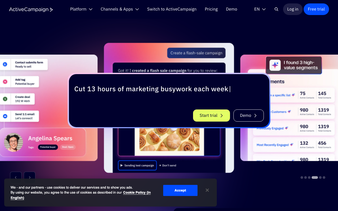 ActiveCampaign homepage screenshot