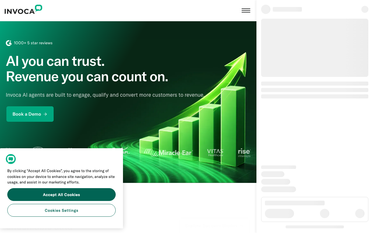 Invoca homepage, AI conversation intelligence for revenue teams